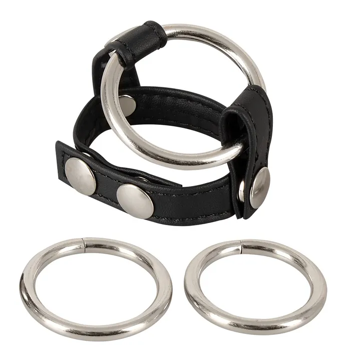 Penis- und Hodenriemen mit 3 Ringen