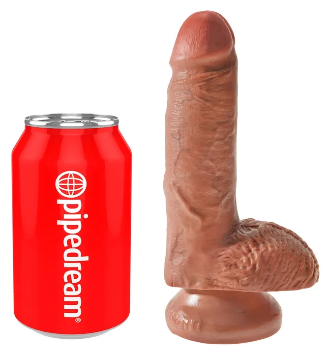 Naturdildo 7 Zoll mit Hoden, hellbraun