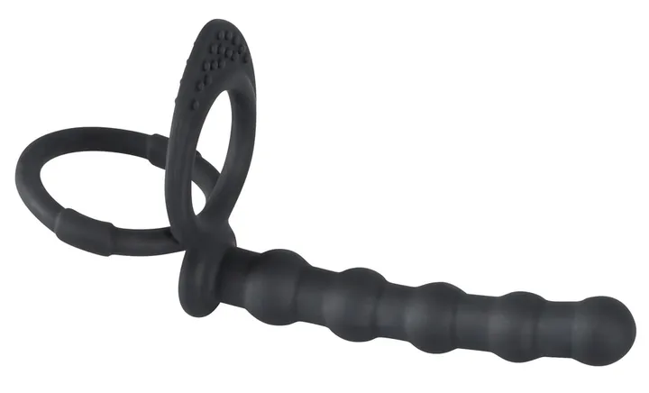 Penis- und Hodenring mit Analdildo