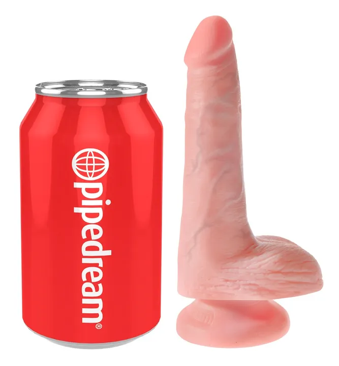 Naturdildo 6 Zoll mit Hoden, hell