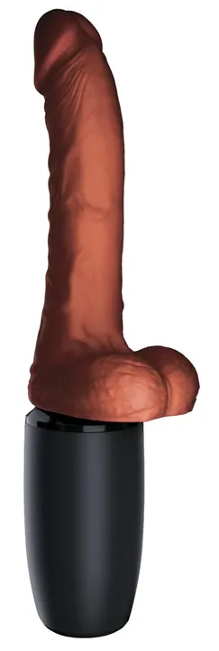 Plus Stossvibrator 7,5 Zoll mit Hoden, braun