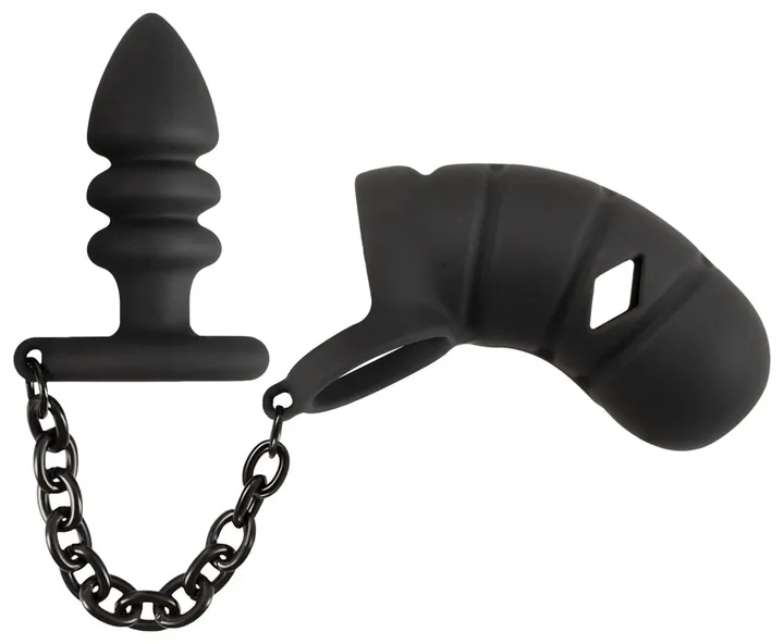 Peniskäfig mit Hodenring und Analplug