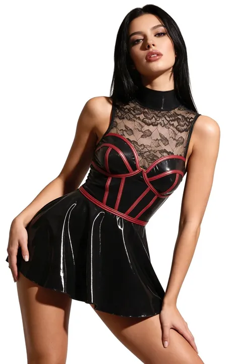 Kleid schwarz/rot