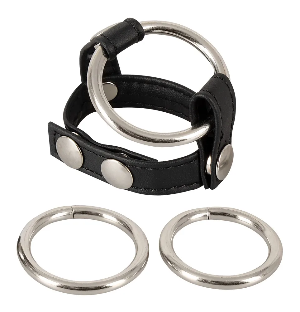 Penis- und Hodenriemen mit 3 Ringen