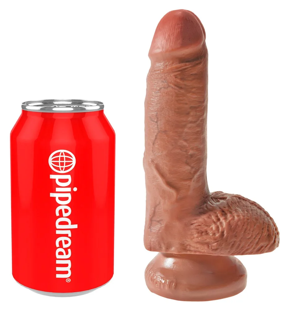 Naturdildo 7 Zoll mit Hoden, hellbraun