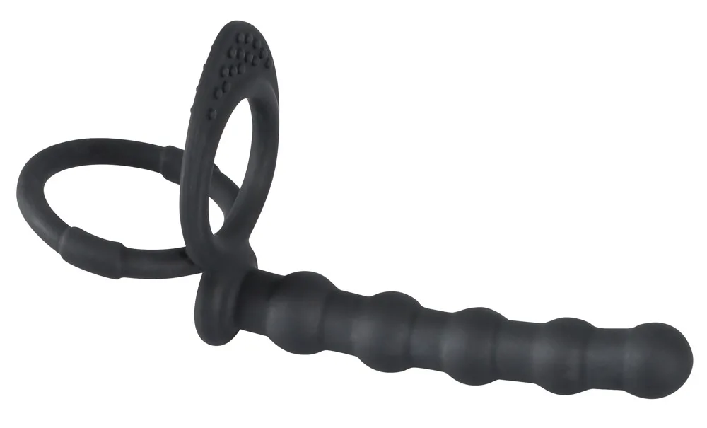 Penis- und Hodenring mit Analdildo