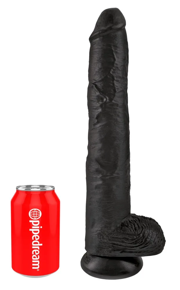 Naturdildo 14 Zoll mit Hoden, dunkel