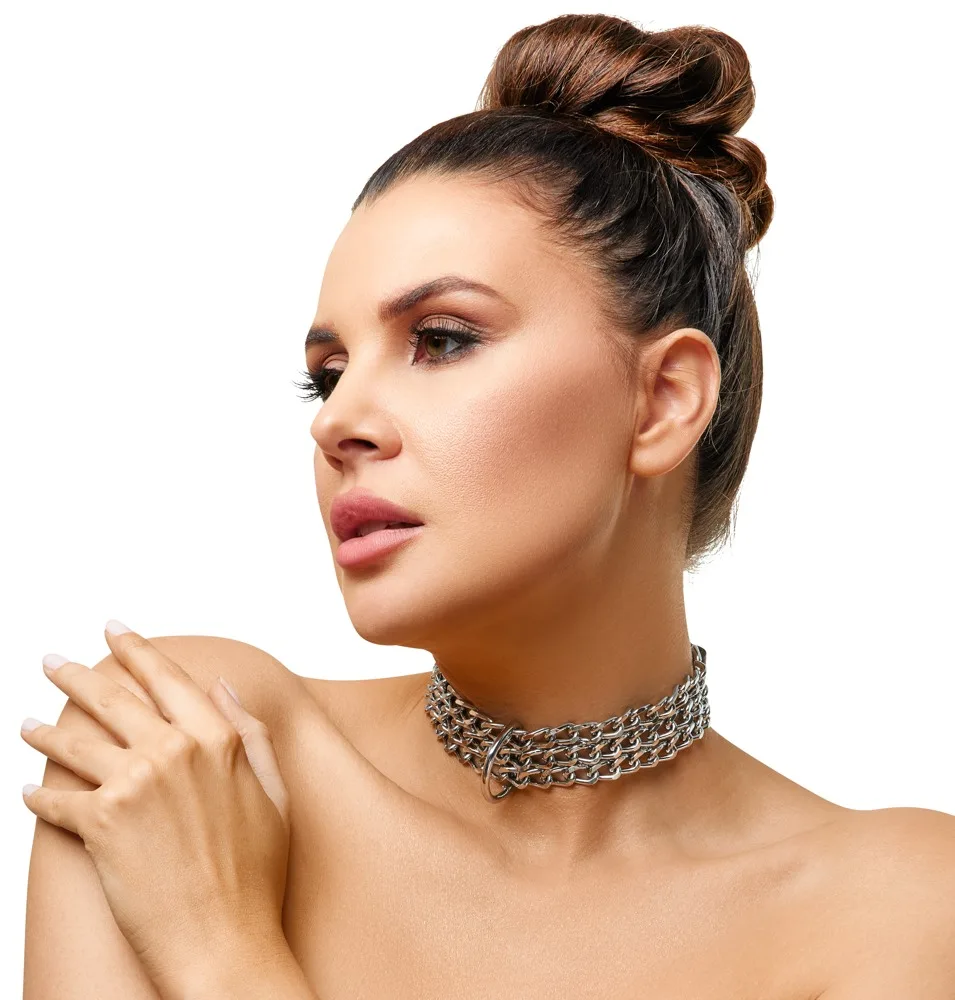 Collana con catenella in pelle