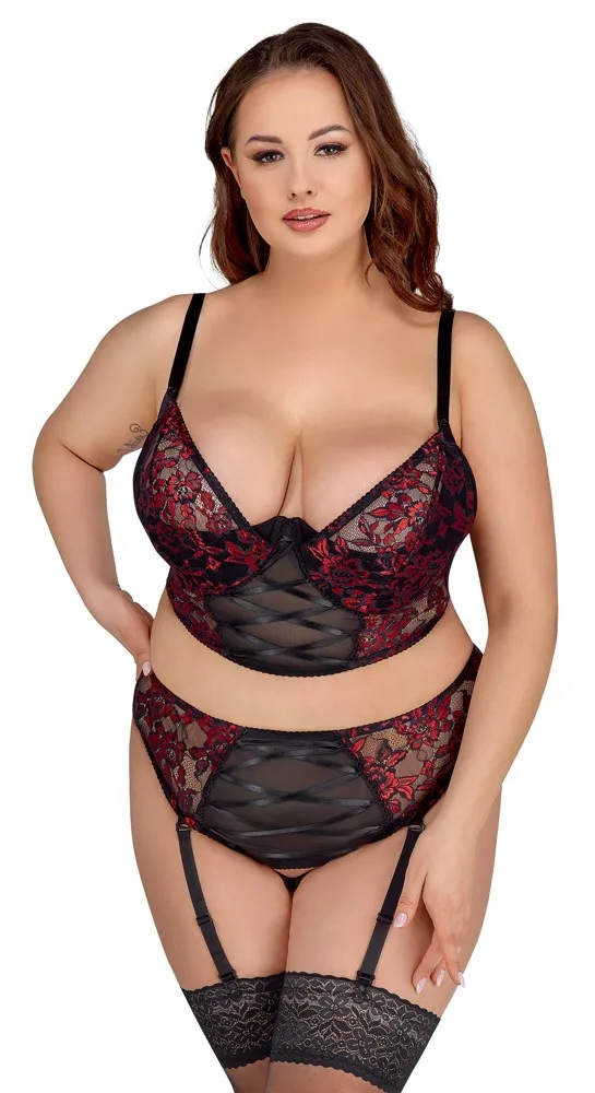 Set reggiseno nero/rosso 95E/2XL